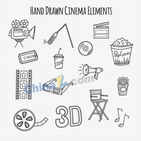 手绘电影元素矢量设计素材